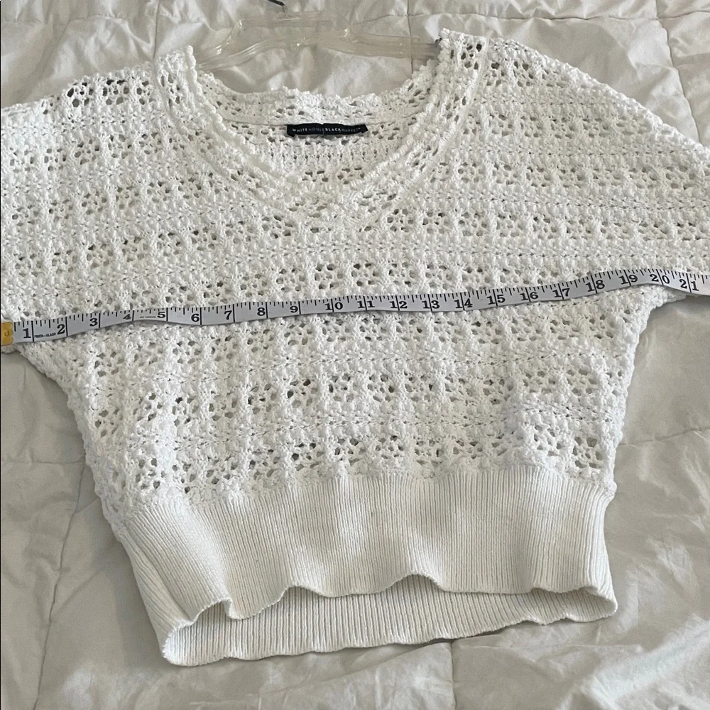 White House Black Market White V-Neck Sweater